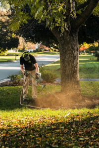 The Team at Rick's performs AirSpading for a customer. 